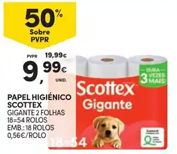 Continente Papel higiénico scottex gigante 2 folhas promoção