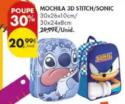 Pingo Doce Mochila 3d stitch/sonic promoção