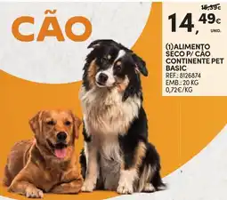 Continente Alimento seco p/ cão continente pet basic promoção