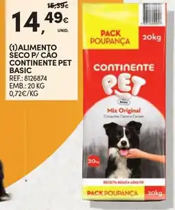 Continente Alimento seco p/ cão continente pet basic promoção