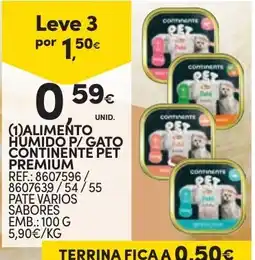 Continente Alimento Humido P/ Gato Continente Pet Premium promoção