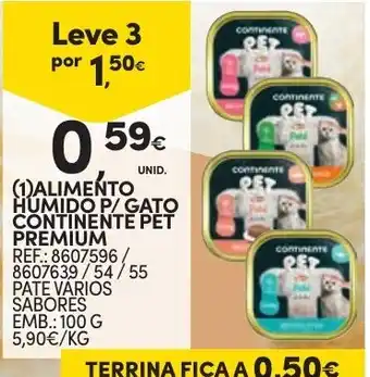 Continente Alimento Humido P/ Gato Continente Pet Premium promoção