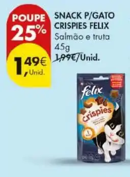Pingo Doce Snack p/gato crispsies felix salmão e fruta promoção