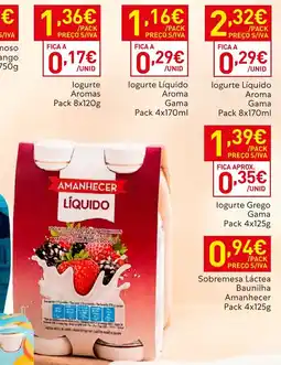 Recheio logurte líquido aroma gama promoção