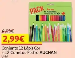 Auchan Conjunto 12 Lápis Cor + 12 Canetas Feltro Auchan promoção