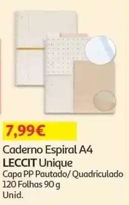 Auchan Caderno espiral a4 leccit unique promoção