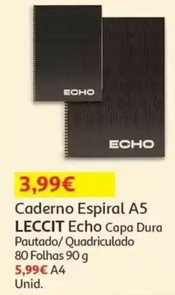 Auchan Caderno espiral a5 leccit echo capa dura promoção