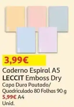 Auchan Caderno espiral a5 leccit emboss dry promoção