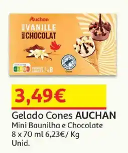 Auchan Gelado Cones Auchan Mini Baunilha e Chocolate promoção