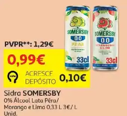 Auchan Sidra SOMERSBY 0% Álcool Lata Pêra/ Morango e Lima promoção