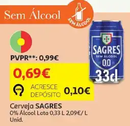 Auchan Cerveja Sagres 0% Álcool promoção