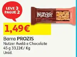 Auchan Barra PROZIS Nutzer Avelã e Chocolate promoção