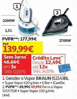 Auchan Gerador a vapor braun is2143bl promoção