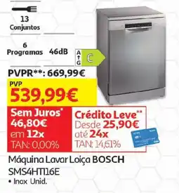 Auchan Máquina Lavar Loiça BOSCH SMS4HT116E promoção