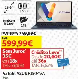 Auchan Portátil ASUS F1504VA promoção