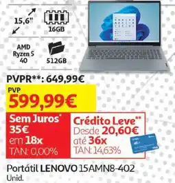 Auchan Portátil lenovo 15amn8-402 promoção