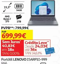 Auchan Portátil lenovo 15arp10-999 promoção