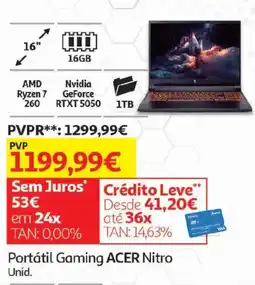 Auchan Portátil Gaming Acer Nitro Unid. promoção