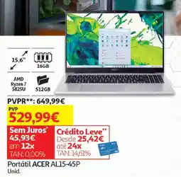 Auchan Portátil acer al15-45p promoção