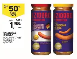 Continente Bom dia Salsichas izidoro bockwurst/ aves promoção