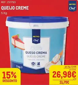 Makro queijo creme metro chef promoção
