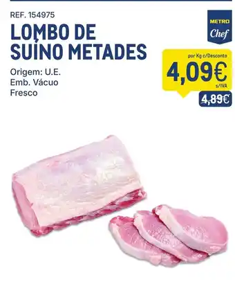 Makro Lombo de suíno metades metro chef promoção