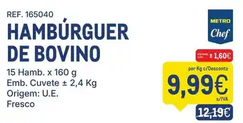 Makro Hambúrguer de bovino metro chef promoção