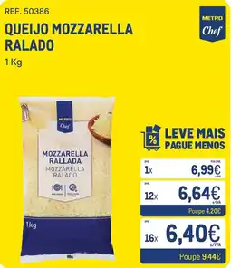 Makro Queijo mozzarella ralado metro chef promoção