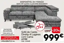 Conforama Sofá de canto direito 4 lugares com cama leyre promoção