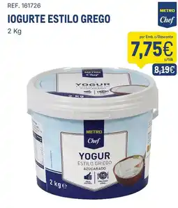Makro Yogur estilo grego azucarado metro chef promoção