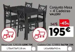 Conforama Conjunto Mesa + 4 Cadeiras Valery promoção