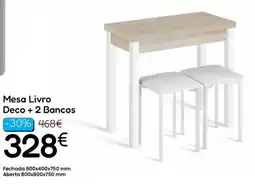 Hiper Centro do Móvel Mesa Livro Deco + 2 Bancos promoção