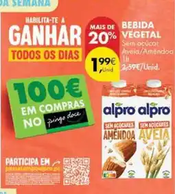 Pingo Doce Alpro - bebida vegetal promoção