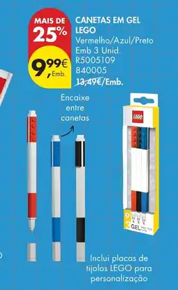 Pingo Doce canetas em gel lego promoção