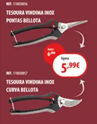 Tesoura vindima inox pontas bellota