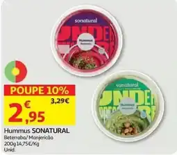 Auchan Hummus sonatural Beterraba/Manjericão promoção