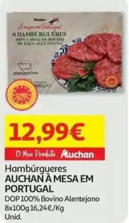 Auchan Hambúrgueres Auchan à mesa em Portugal promoção