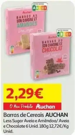 Auchan Barras de cereais auchan less sugar aveia e amêndoa/aveia e chocolate promoção