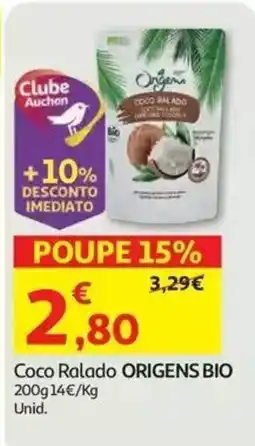 Auchan Coco Ralado ORIGENS BIO promoção
