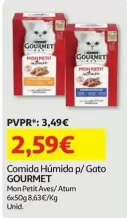 Auchan comida húmida p/ gato gourmet mon petit aves/ atum promoção