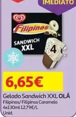 Auchan Gelado Sandwich XXL OLÁ Filipinos/Filipinos Caramelo promoção