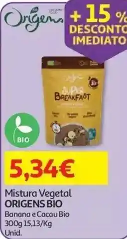 Auchan Mistura Vegetal Origens Bio Banana e Cacau Bio promoção