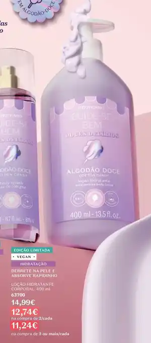 O boticario loção hidratante algodão doce