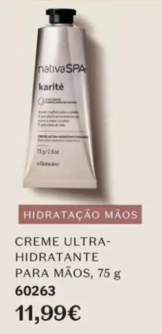 O Boticário nativa spa creme ultra-hidratante para mãos promoção