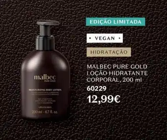 O Boticário Malbec pure gold loção hidratante corporal promoção