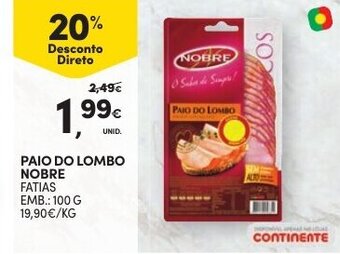 Continente Paio do Lombo Nobre 100g promoção