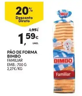 Continente Pão de Forma Familiar Bimbo 700g promoção