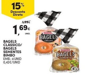 Continente Bagels Clássico/Sementes Bimbo 4 unid promoção