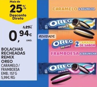 Continente Bolachas Recheadas Remix Oreo 157g promoção