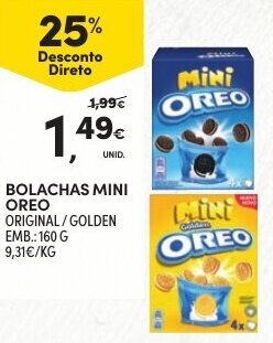 Continente Bolachas Mini Oreo 160g promoção